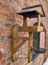 Bird Table Feeding Station Wooden Wall Mounted Slate Roof Water Dish  READY MADE