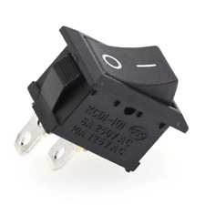 Single Pole On/Off Rocker Switch 250VAC/6A - 125VAC/10A Black Button 2 Pins SPST