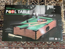 Kids Mini Wooden Table Top Pool Play Snooker Game Set Felt Surface Cues Balls