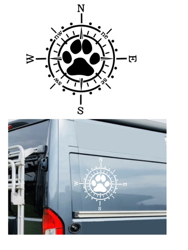 Compass sticker with dog - with,