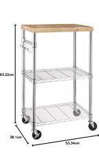Amazon Basics 3-Tier Microwave Cart on Wheels with Removable Wood Top and Heigh