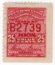 (I.B) US Telegraphs : Western Union 25c (1932)