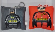 Batman Robin Plush Keychains x2 Clip Soft Square NEW DC Comics Superhero Gift