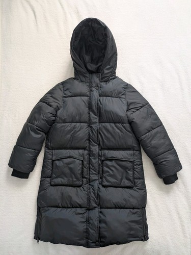 Girls black long hooded - m&s,