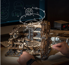 Marble Night City 3D Wooden Puzzle Games Assembly Waterwheel Model Toys For Chil