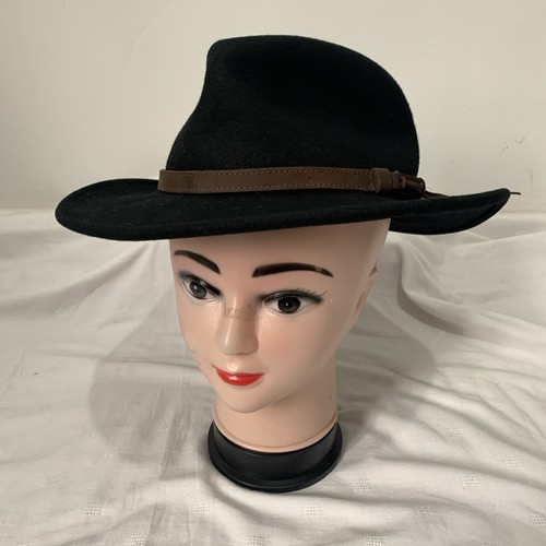 Black 100 wool wide brim - black,