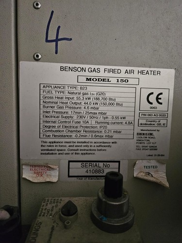 Benson model 150 gas - 4,