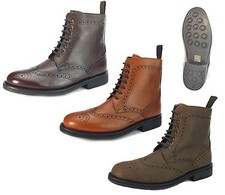 Frank James Benchgrade Leather Welted Lace Up Brogue Rubber Sole Dealer Boots