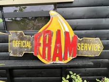 VINTAGE 1960’s FRAM ENAMEL OIL SERVICE DEALERSHIP SHOWROOM GARAGE SIGN FERRARI