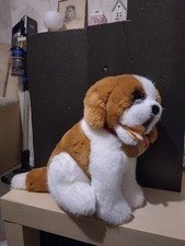st bernard dog with wooden