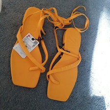 Zara orange heeled lace up