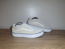 Vans Old Skool Trainers Uk Size 5.5 Beige Cream Canvas Suede Lace Up