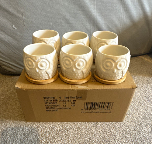 Set white ceramic owl - set,