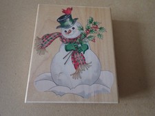 Stamps Happen Inc. Large Premium Wooden ink Stamp 80128 Snowman 5"x4"  (L54)