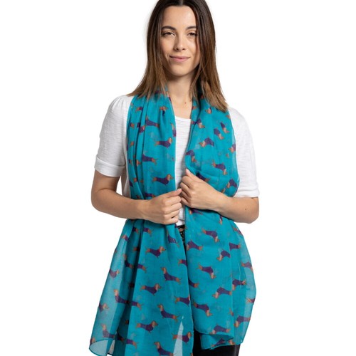 Dachshund scarf blue red teal - scarf,