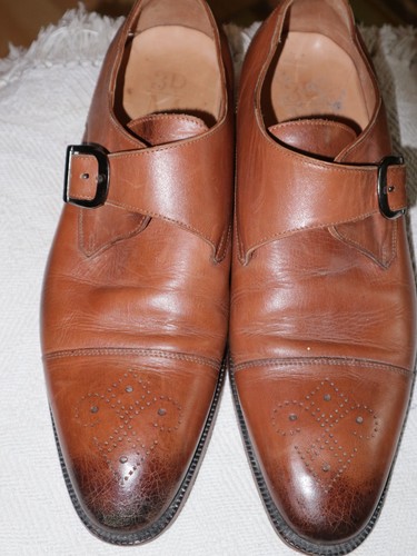 Mens leather shoes monk - uk, 9,