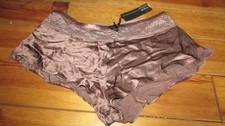 Rosie for Autograph brown silk french knickers with lace size 12,bnwt