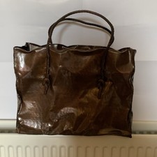 Heavy Tall Vintage Hammered Crushed Bag Copper Sculptural Magazine Rack