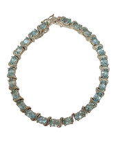 Sterling Silver 925 Tennis Bracelet with Aquamarine Stones, Hallmarked, 18.27gm
