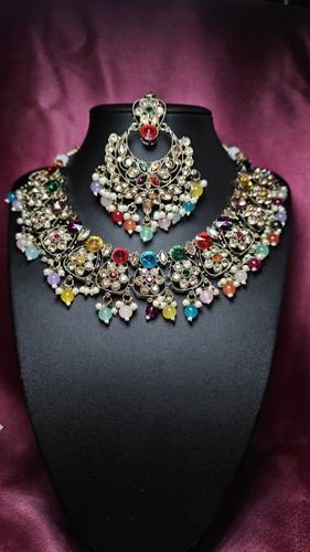 Multi coloured kundan - multi, choker