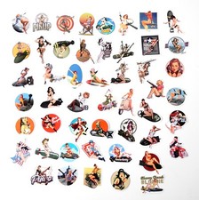 JOB LOT 50 x PIN UP GIRL Stickers US ARMY Vintage Military Approx 6x6cm Bomb NEW