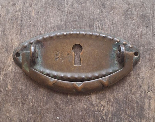 Vintage brass key - brass, hole