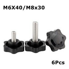 6Pcs M6 M8 Male Thread Plum Hex Shaped Grips Star Knob Clamping Screw Knob