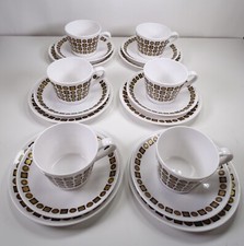 6x Royal Tuscan Fine Bone China Tiara Pattern Trio Tea Cup, Saucer & Side Plate