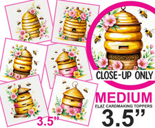 Beehive Card Toppers Gardening Bees Birthday Cardmaking Scrapbooking Tags 3.5"