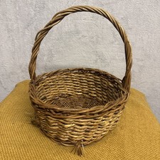 Vintage Hand Woven Wicker Egg/Display Basket 12” wide x 15” tall x 5” depth