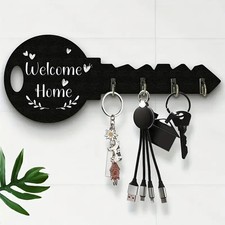 Wooden Key Holder with Hooks - Easy Wall Mount, Space-Saving Organizer for Keys