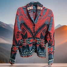Ralph Lauren Jeans Southwestern Aztec Navajo Cotton Cardigan With Pockets SMALL