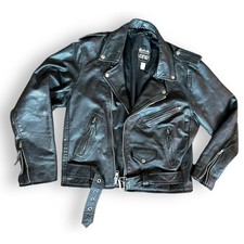 Vintage Highway One Motorcycle Black Moto Jacket M Oversized Belted Lined