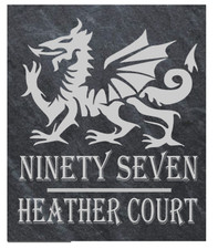  Personalised Wales Dragon design Slate Door Gate Plaque name plate Sign home