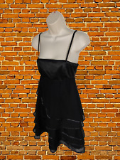 BNWT WOMENS NEXT SIZE UK 8 BLACK SPAGHETTI STRAP CAMI FRILLY RARA EVENING DRESS