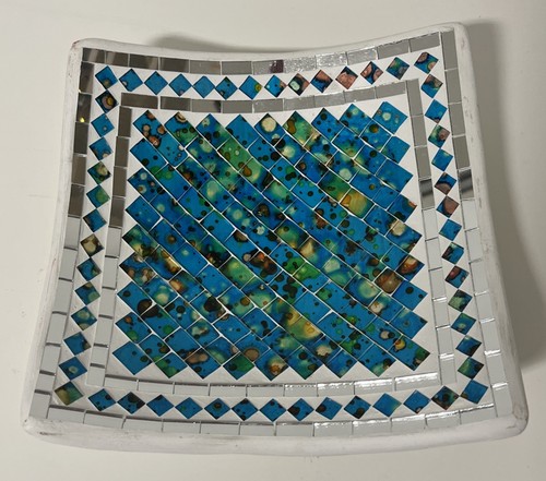 19cm blue square - blue, mosaic