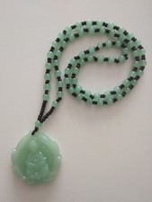 Carved Light Green Jade Guanyin Pendant Amulet Lucky Necklace-UK seller 763-3