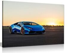 Blue Prints Chrome Lamborghini Huracan Super Car Canvas Wall Art Picture Print