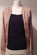 VGC Atmoshohere Pink/Rose Gold Bomber Jacket with 3 Pockets Bronze Details Uk 8