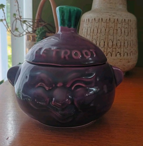 Vintage beetroot ceramic pot - vintage,