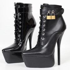 Extreme High Heel 17-19cm Platform Stiletto Boots PU Locking Gothic Unisex