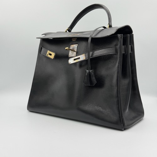 Hermès kelly black leather - hermès, 32