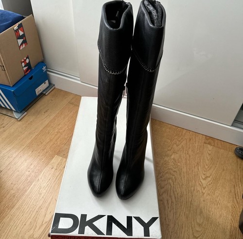 Dkny black leather knee high - leather,