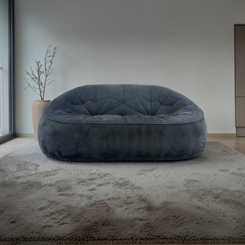 Sofa settee black ottoman - black, "