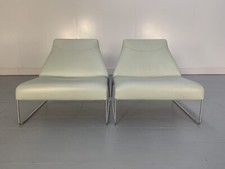 B&B Italia "Lazy "05" Armchairs - In Pale Grey Blue "Gamma" Leather