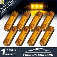 8X 3LED CLEARANCE LIGHTS SIDE MARKER LAMP AMBER TRAILER TRUCK CARAVAN 12-24V UK
