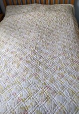 Pretty floral  Quilted / Frilled Double  Bedspread ......Pre owned.
