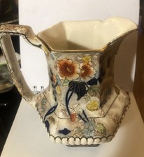 1800s antique Mason's Ironstone china pitcher jug oriental  floral design