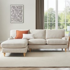 Dusk Hampshire Beige Textured Weave Left Hand Chaise Sofa RRP £1062