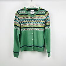 Fair Isle Cardigan Country Rose Sz S UK 10 12 Wool Knit Land Girl 40s Christmas